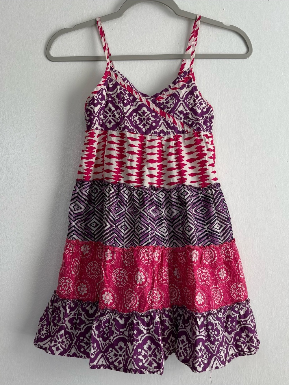 The Children's Place Purple Pink White Geometric Boho Sundress Girls 8 Cotton - Picture 1 of 4